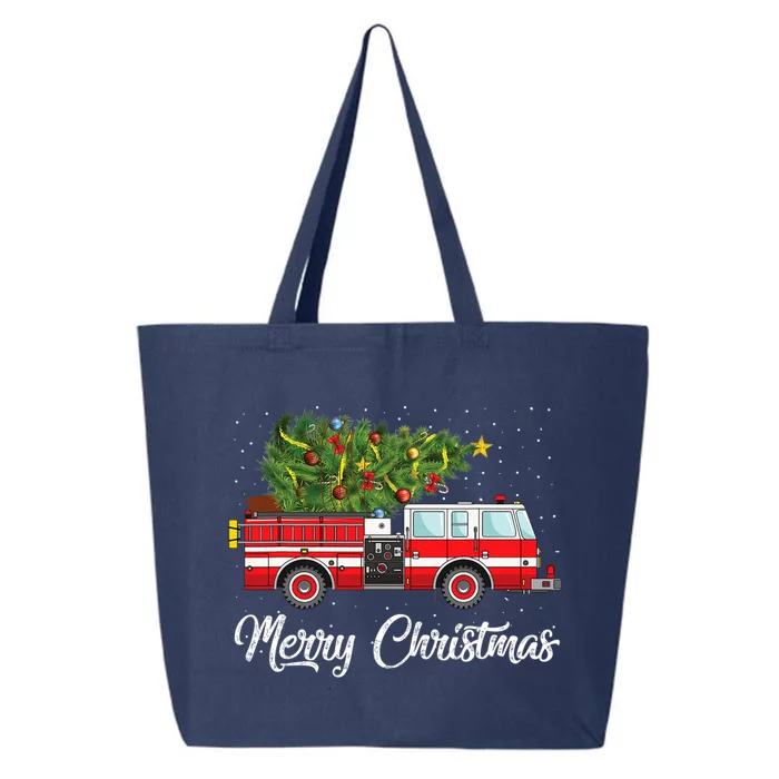 Fire Truck Xmas Tree Funny Firefighter Gift Merry Christmas Gift 25L Jumbo Tote