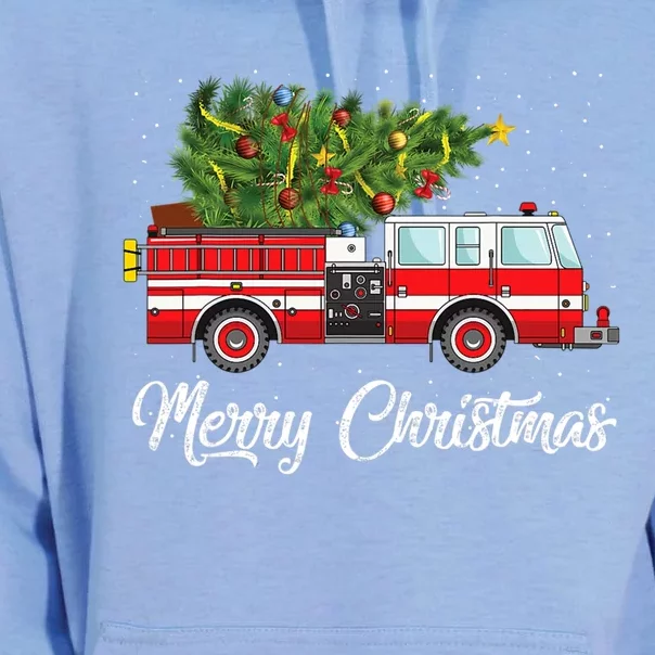 Fire Truck Xmas Tree Funny Firefighter Gift Merry Christmas Gift Unisex Surf Hoodie