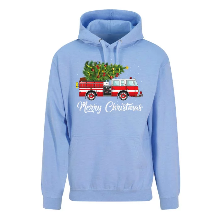 Fire Truck Xmas Tree Funny Firefighter Gift Merry Christmas Gift Unisex Surf Hoodie