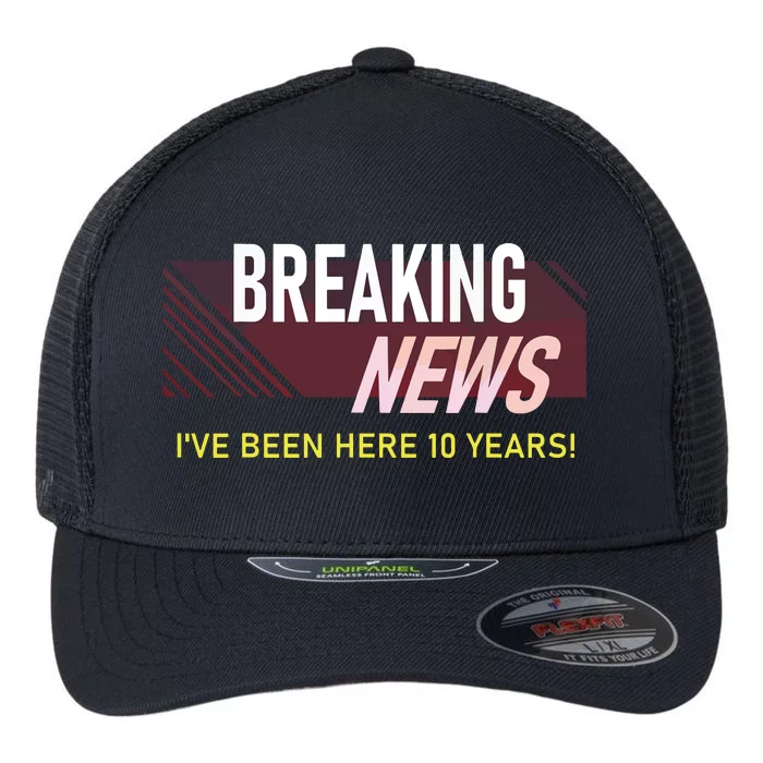 Funny Ten Year Work Anniversary 10th Employee Appreciation Flexfit Unipanel Trucker Cap