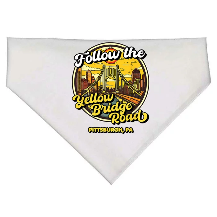 Follow The Yellow Bridge Road Pittsburgh Fan USA-Made Doggie Bandana