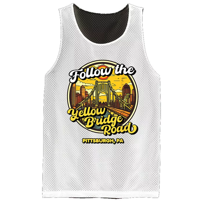 Follow The Yellow Bridge Road Pittsburgh Fan Mesh Reversible Basketball Jersey Tank