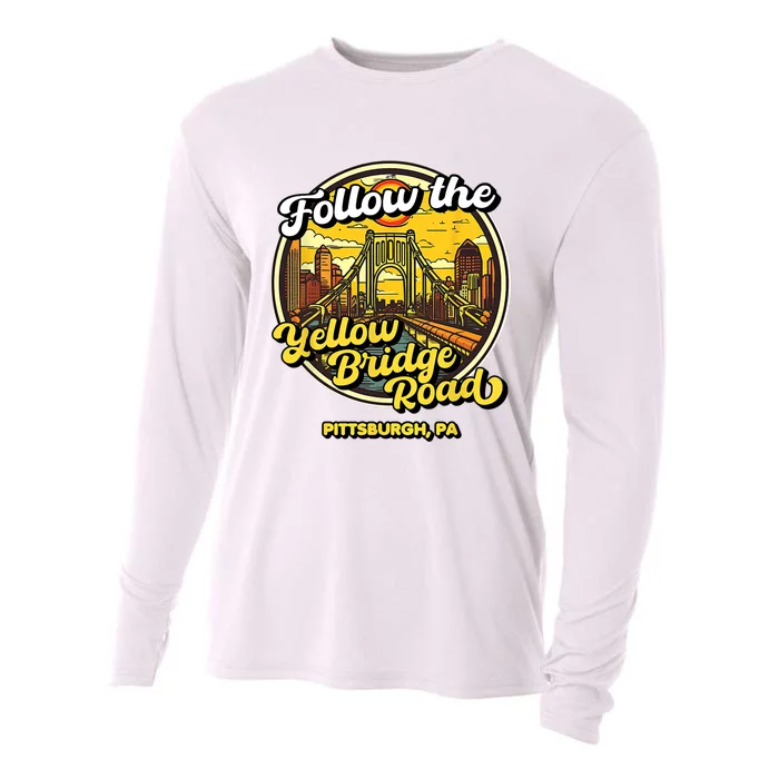 Follow The Yellow Bridge Road Pittsburgh Fan Cooling Performance Long Sleeve Crew