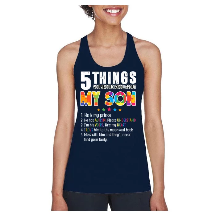 Five Things You Should Know About My Son Autism Women's Racerback Tank