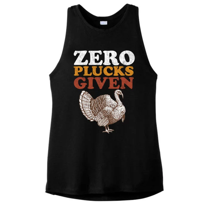 Funny Turkey Zero Plucks Given Thanksgiving Ladies Tri-Blend Wicking Tank