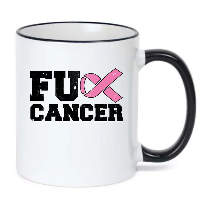 FU Cancer Funny Breast Cancer Awareness Black Color Changing Mug