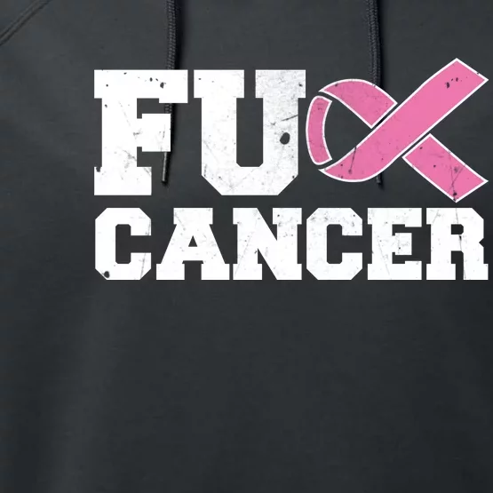 FU Cancer Funny Breast Cancer Awareness Performance Fleece Hoodie