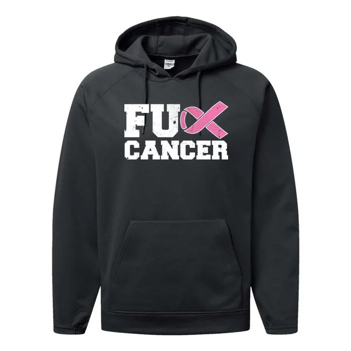 FU Cancer Funny Breast Cancer Awareness Performance Fleece Hoodie