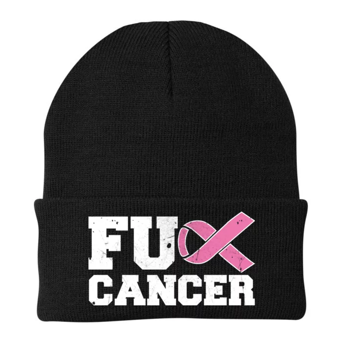 FU Cancer Funny Breast Cancer Awareness Knit Cap Winter Beanie