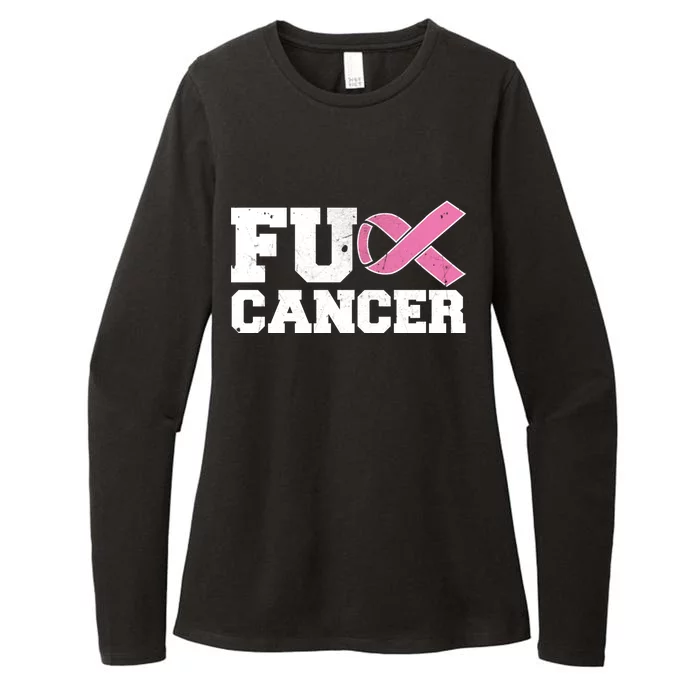 FU Cancer Funny Breast Cancer Awareness Womens CVC Long Sleeve Shirt