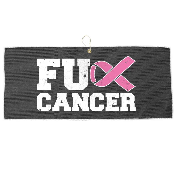 FU Cancer Funny Breast Cancer Awareness Large Microfiber Waffle Golf Towel