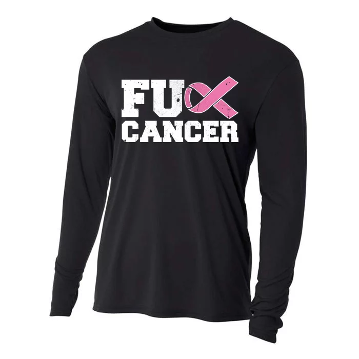 FU Cancer Funny Breast Cancer Awareness Cooling Performance Long Sleeve Crew