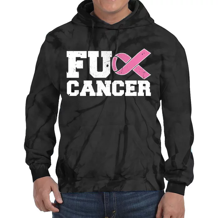 FU Cancer Funny Breast Cancer Awareness Tie Dye Hoodie