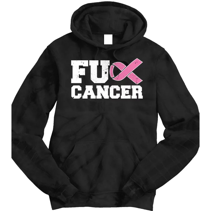 FU Cancer Funny Breast Cancer Awareness Tie Dye Hoodie