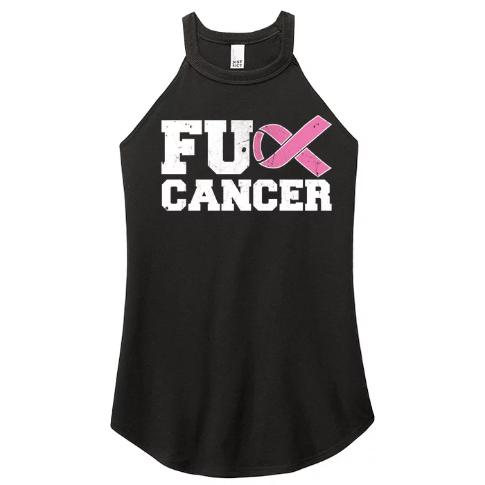 FU Cancer Funny Breast Cancer Awareness Women’s Perfect Tri Rocker Tank