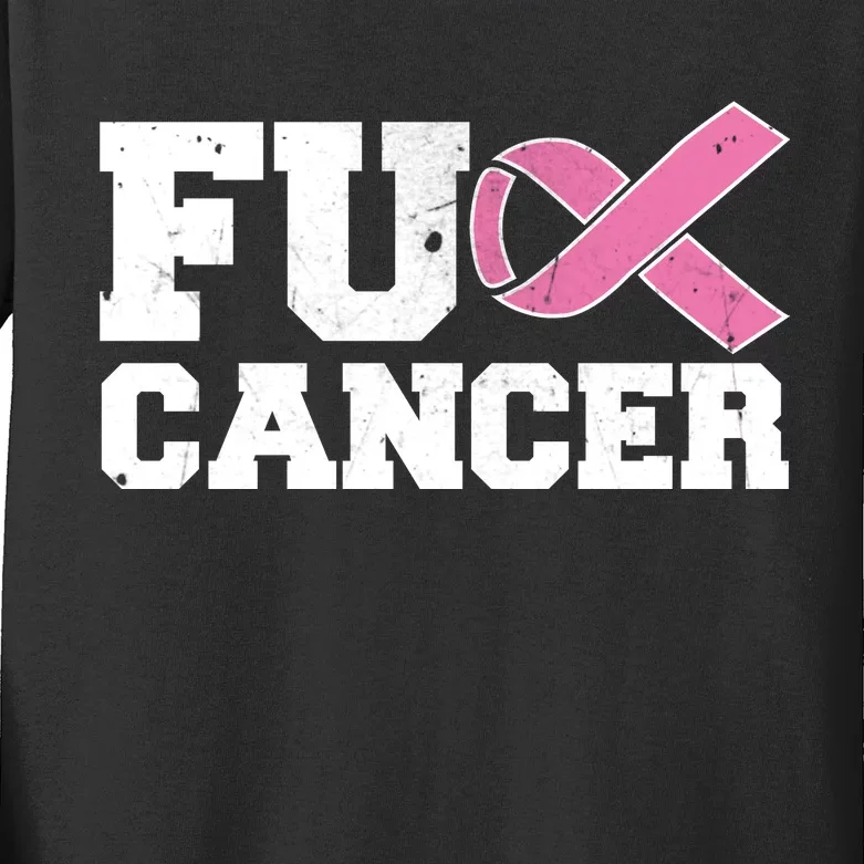 FU Cancer Funny Breast Cancer Awareness Kids Long Sleeve Shirt