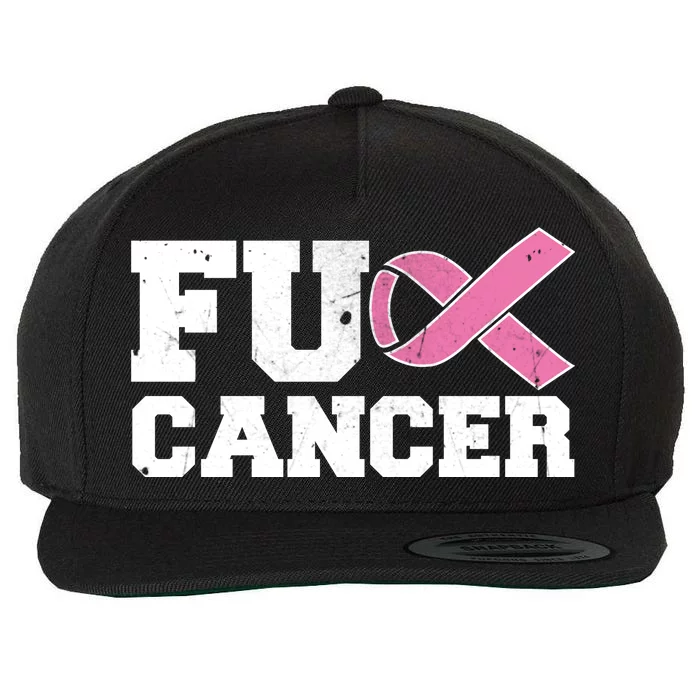 FU Cancer Funny Breast Cancer Awareness Wool Snapback Cap