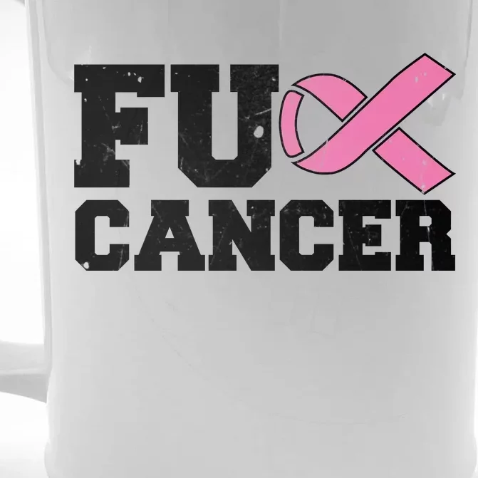 FU Cancer Funny Breast Cancer Awareness Front & Back Beer Stein