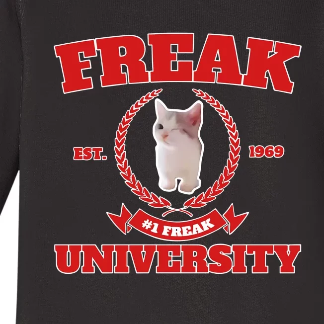 Freak University #1 Freak Cat Est 1969 Baby Long Sleeve Bodysuit