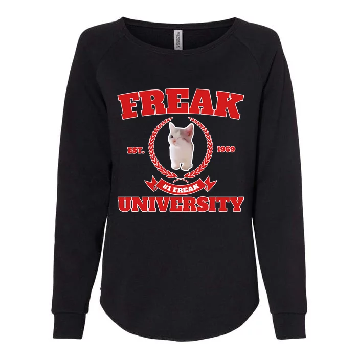 Freak University #1 Freak Cat Est 1969 Womens California Wash Sweatshirt