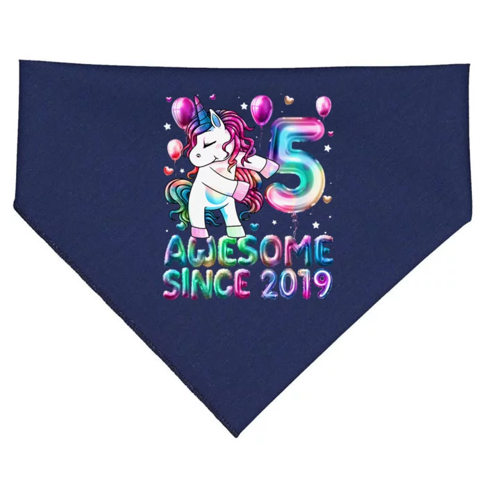 Flossing Unicorn 5 Year Old 5th Birthday Girl Unicorn Party USA-Made Doggie Bandana