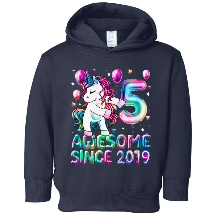 Flossing Unicorn 5 Year Old 5th Birthday Girl Unicorn Party Toddler Hoodie