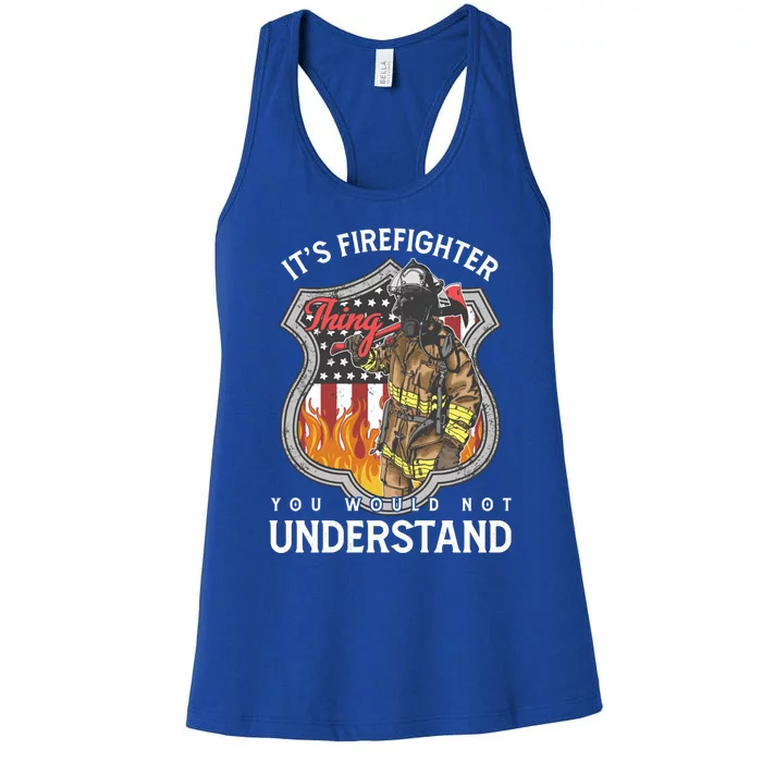 Firefighter Usa American Flag Fire Departt Rescue Hero Gift Women's Racerback Tank