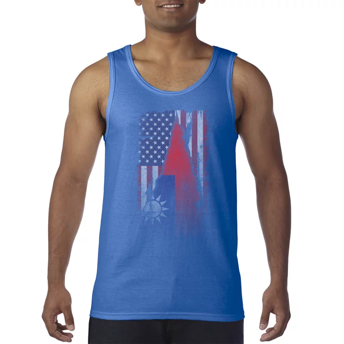 Faded Us And Taiwan Flags Support For Taiwan I Love Taiwan Gift Tank Top