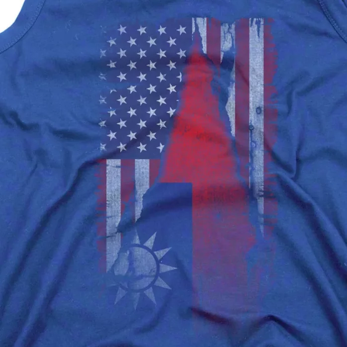 Faded Us And Taiwan Flags Support For Taiwan I Love Taiwan Gift Tank Top