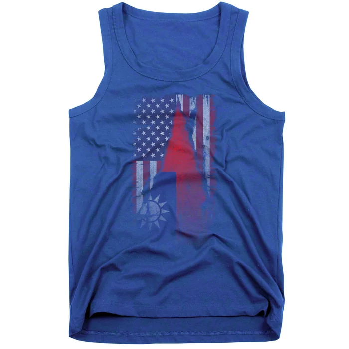 Faded Us And Taiwan Flags Support For Taiwan I Love Taiwan Gift Tank Top