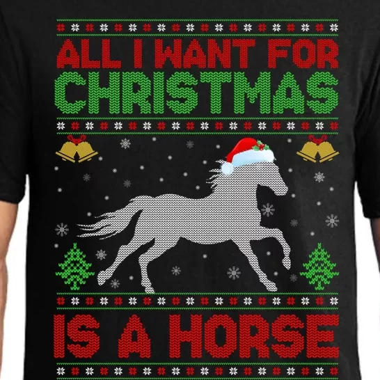 Funny Ugly All I Want For Christmas Is A Horse Gift Pajama Set