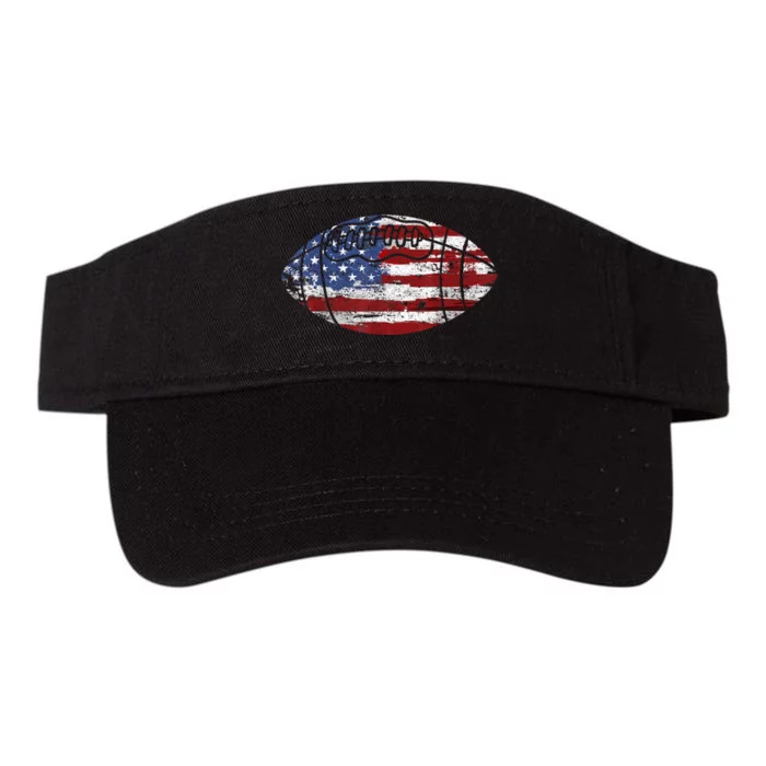 Football Usa American Flag Vintage Gift Valucap Bio-Washed Visor