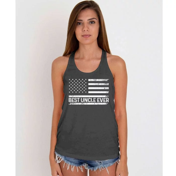 Funny Uncle Art For Uncle Best Uncle Ever US Flag Lover Women's Knotted Racerback Tank