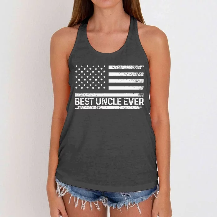 Funny Uncle Art For Uncle Best Uncle Ever US Flag Lover Women's Knotted Racerback Tank