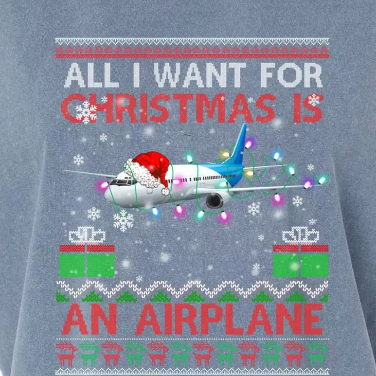 Funny Ugly All I Want For Christmas Is A Airplane Great Gift Garment-Dyed Women's Muscle Tee