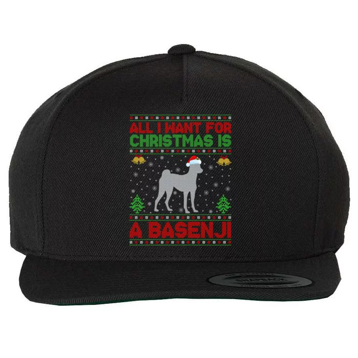 Funny Ugly All I Want For Christmas Is A Basenji Gift Wool Snapback Cap