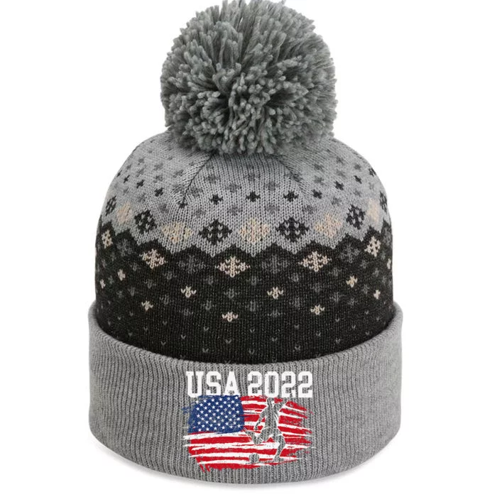 funny USA American Flag Soccer Tournament The Baniff Cuffed Pom Beanie