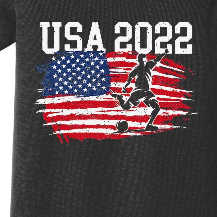 funny USA American Flag Soccer Tournament Baby Bodysuit