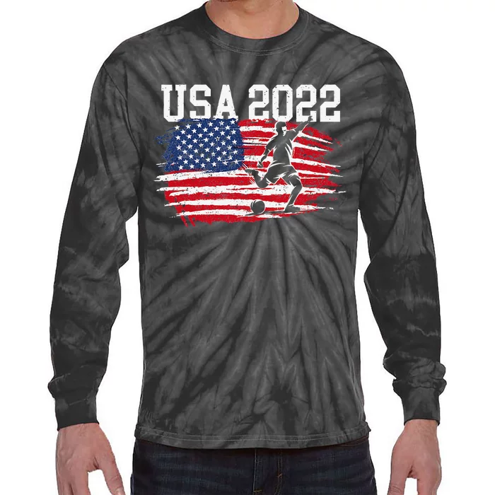 funny USA American Flag Soccer Tournament Tie-Dye Long Sleeve Shirt