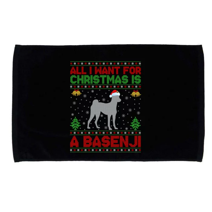 Funny Ugly All I Want For Christmas Is A Basenji Gift Microfiber Hand Towel