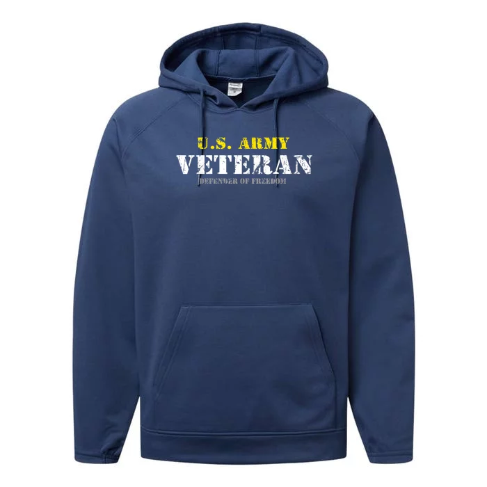 Funny U.S. Army Proud Army Veteran Vintage Gift Performance Fleece Hoodie