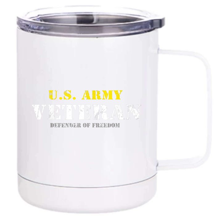 Funny U.S. Army Proud Army Veteran Vintage Gift Front & Back 12oz Stainless Steel Tumbler Cup