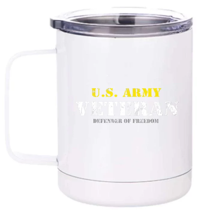 Funny U.S. Army Proud Army Veteran Vintage Gift Front & Back 12oz Stainless Steel Tumbler Cup