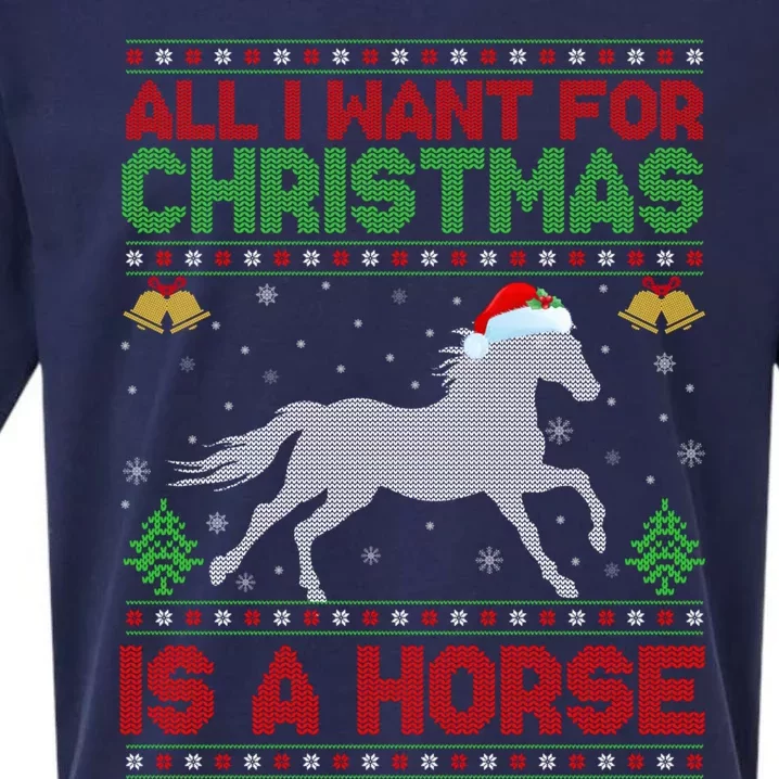 Funny Ugly All I Want For Christmas Is A Horse Gift Sueded Cloud Jersey T-Shirt