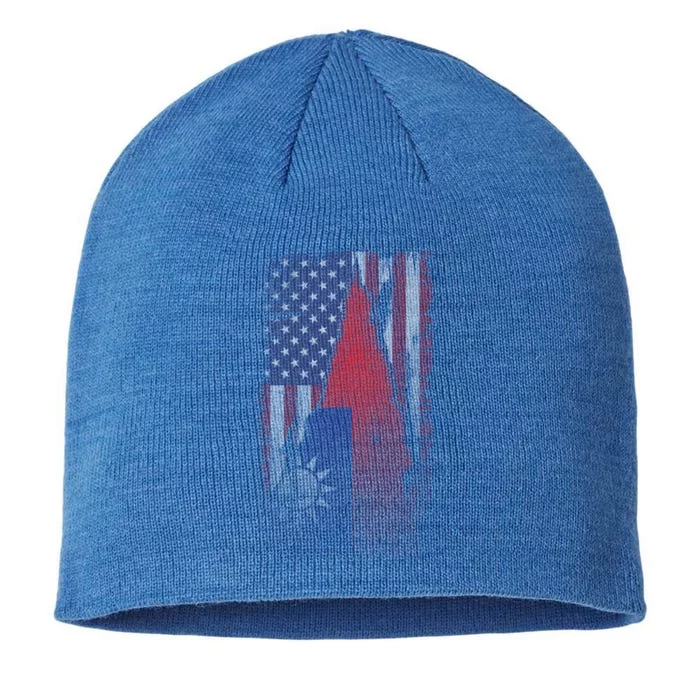 Faded Us And Taiwan Flags Support For Taiwan I Love Taiwan Meaningful Gift 8 1/2in Sustainable Knit Beanie