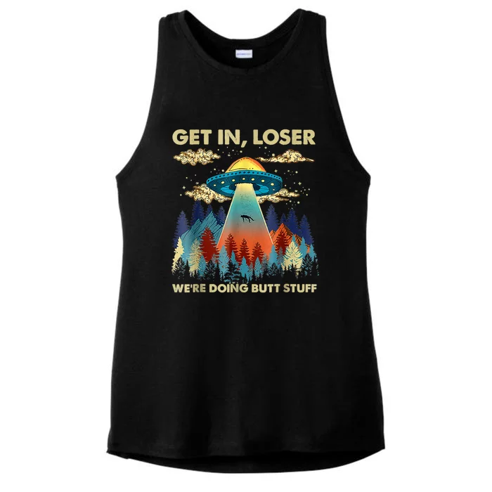 Funny UFO Alien Abduction Ladies Tri-Blend Wicking Tank