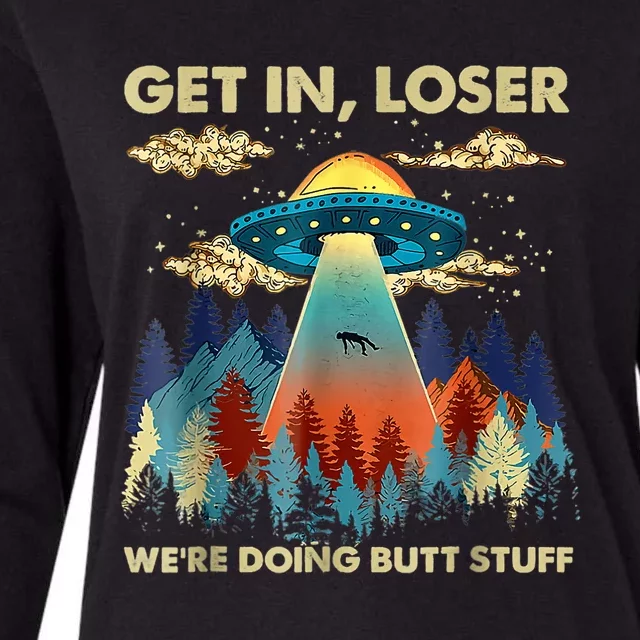 Funny UFO Alien Abduction Womens Cotton Relaxed Long Sleeve T-Shirt