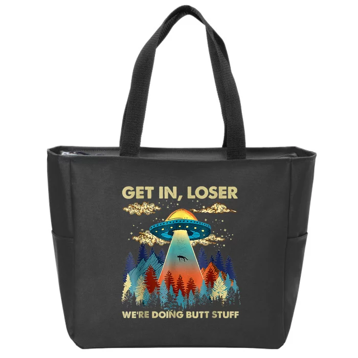 Funny UFO Alien Abduction Zip Tote Bag