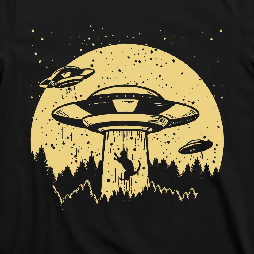 Funny Ufo Alien Abduction Cat Flying Perfect Aliens Lover T-Shirt