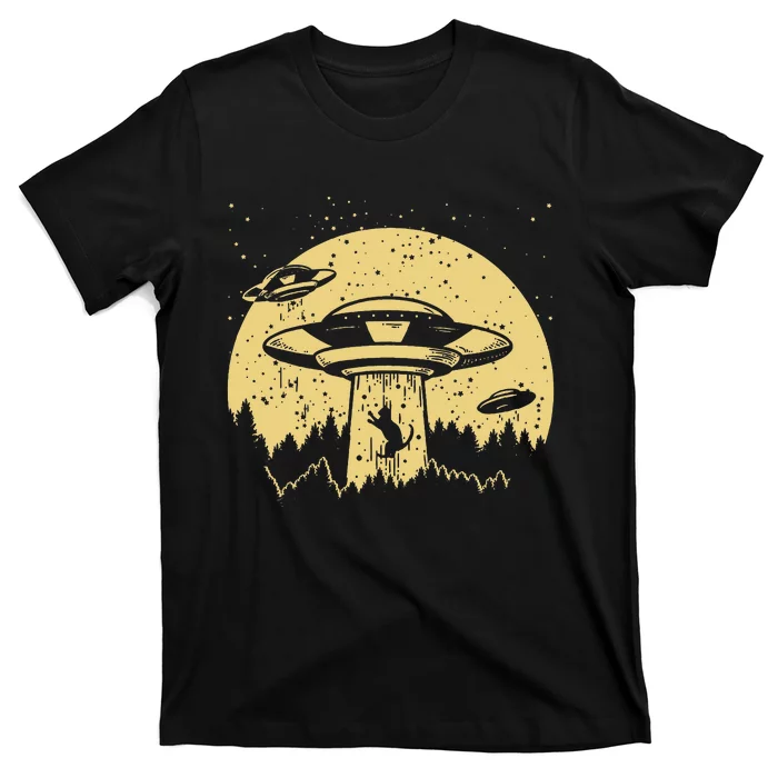 Funny Ufo Alien Abduction Cat Flying Perfect Aliens Lover T-Shirt